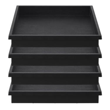 Imagem de NATSUKY Pires quadrados para plantas de 35,5 cm, pacote com 4, 8, 10, 12, 14, 16 polegadas, para uso interno, pires de plantas de plástico resistente para vasos ao ar livre sem furos gotejamento