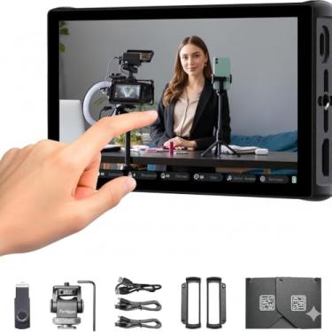 Imagem de Portkeys Monitor de câmera 4K PL5 de 5,4 polegadas, monitor de campo com tela sensível ao toque com entrada/saída HDMI, assistência de transmissão ao vivo integrada, correção de cor e cartão de