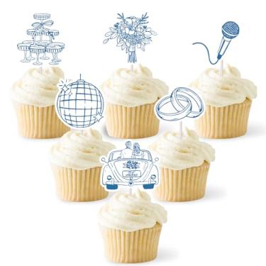 Imagem de 36Pcs Mamma Mia Bachelorette Cupcake Toppers, Mamma Mia She is Getting Married, Disco Dancing Queen Party Decorations Wedding Bridal Shower Party