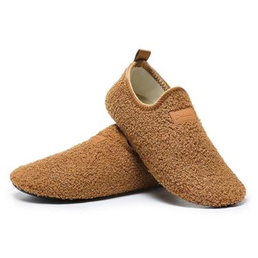Imagem de CanLeg Pantufas para uso interno para adultos, leves, antiderrapantes, para casa, para mulheres e homens, 23066 marrom, 14.5-15.5 Women/12.5-13.5 Men