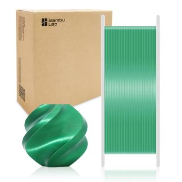 Imagem de Bamboo Original PLA Silk+ Filamento Brilhante, Textura de Seda Brilhante, Forte Interlayer para Bambu Lab A1/A1 MINI/X1/X1C/P1P/P1S/AMS. 1,75 mm Alta Velocidade e Impressão Fácil com RFID 1 kg (Verde