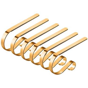 Imagem de Conjunto de clipes de meias de Natal de metal, cabides ajustáveis para pendurar (6, dourado)