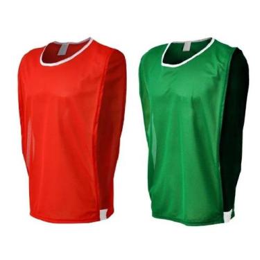 Imagem de 10 Coletes de Treino Divididos em Duas Cores (5 Vermelho + 5 Verde) - 
