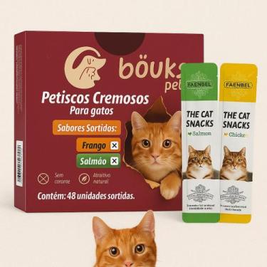 Imagem de Kit Petiscos Gatos 48 Unidades  Frango + Salmão - Louks