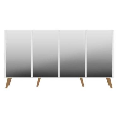 Imagem de Aparador Buffet Retrô Com Espelho Multimóveis Branco/natural - MULTIMO