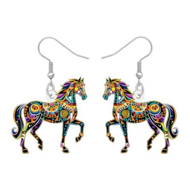 Imagem de WEVENI Brincos de cavalo de corrida de acrílico delicados pendentes fofos de pônei Derby joias para mulheres, acessórios presentes, Medium, Acrílico, Sem pedra preciosa