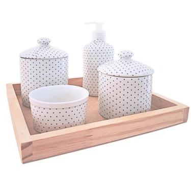 Imagem de Kit Higiene Bebê Lavabo 4 ou 5 pçs Poá c/ Pegador Porcelana - Antilope