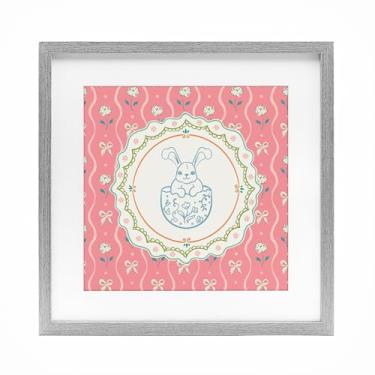 Imagem de Stupell Industries Impressão emoldurada cinza Spring Bunny & Egg Shell Under Glass, design por Angela Steahling, 33 x 33