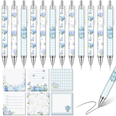 Imagem de Sabary Conjunto de artigos de papelaria com 18 peças, 12 canetas estéticas e 6 notas adesivas, material escolar de escritório fofo para mulheres, presentes para estudantes, enfermeiros, professores