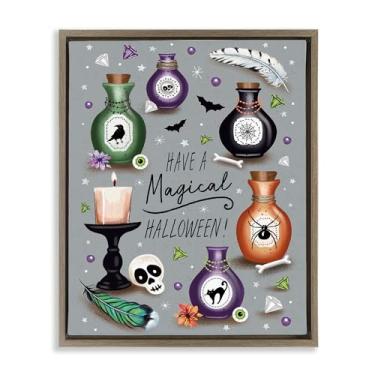 Imagem de Stupell Industries Poções mágicas de Halloween com moldura preta flutuante, arte de parede, design por Elizabeth Tyndall, 89 x 63 cm