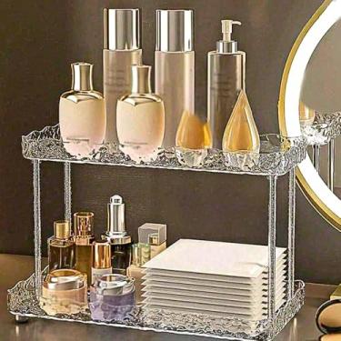 Imagem de Organizador de Maquiagem Cosy Mesa Bancada Closet Cosméticos Perfumes Penteadeira Make 2 andares Banheiro Quarto Prateleira Dupla Acrílico Moderno Prático Contemporâneo Premium