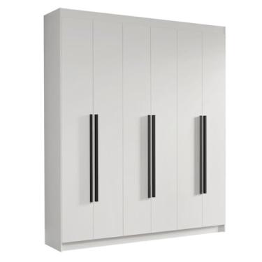 Imagem de Guarda-roupa Casal 6 Portas Batentes Branco/branco/preto Saturno Madesa