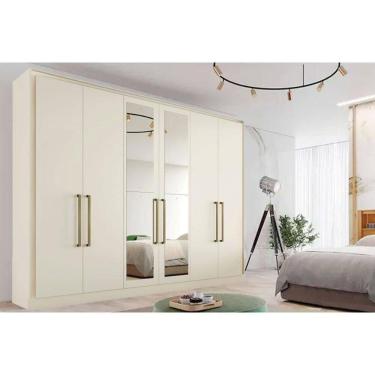 Imagem de Guarda Roupa Casal 6 Portas (2 C/ Espelho) E 6 Gavetas Argos Off White - Europa