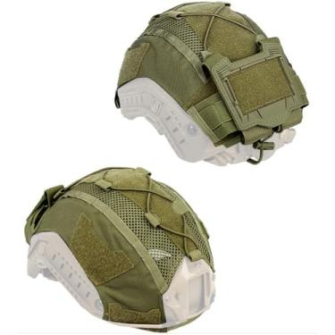 Imagem de Capa de capacete tático universal para bolsa de contrapeso de bateria Fast ACH MICH, com MOLLE e painel de gancho para paintball militar, airsoft, caça, verde