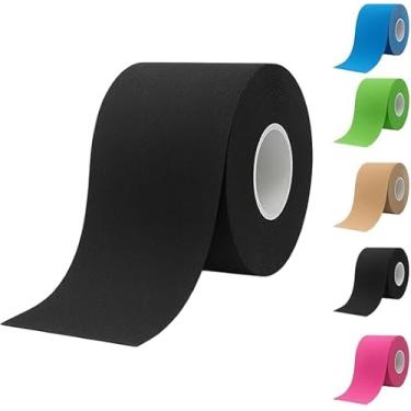 Imagem de Kinésio Fita Bandagem Elástica Tape Adesiva Fisioterapia Recuperação Muscular Rolo 5 Metros Auxília em Lesões e Dores de Atividades Físicas (PRETO)