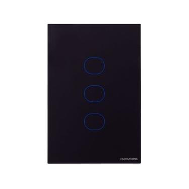 Imagem de Interruptor Touch Wi-Fi Smart Tramontina Preto com 3 Canais