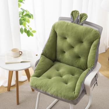 Imagem de Almofada de cadeira com laço, almofada de assento de escritório ergonómica almofadas de assento cadeira com encosto, almofada de assento elevada grossa com assento alto removível verde 40 x 40 cm
