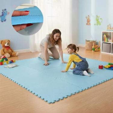 Imagem de KIT 12 Placas Tapete Tatame EVA 50x50cm 20mm 24 Bordas Emborrachado Ex