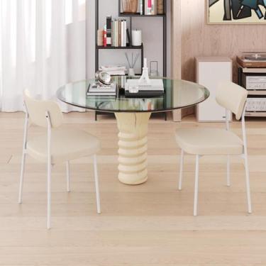 Imagem de 2 Un. Cadeira Fixa Estofada Mynna c/Pés Brancos - Compace