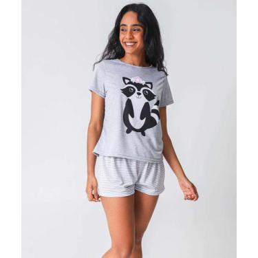 Imagem de Pijama Feminino Estampado Marisa Cinza-88017, Cinza, GG
