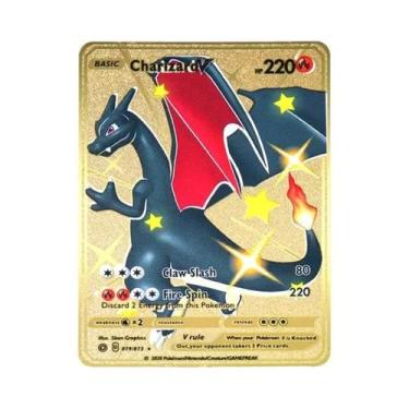Imagem de Cartão De Jogo Pokémon Pikachu Charizard Poke Ball Metal Preto Inglês 