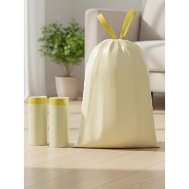Imagem de Sacos de lixo de 4 galões, sacos de lixo com cordão, alças fortes com cordão, amarelo claro, saco de 30 unidades