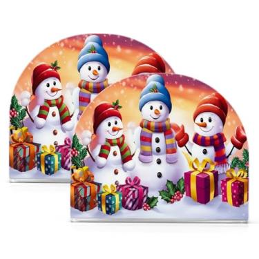Imagem de Qilmy Porta-guardanapos de acrílico para bonecos de neve fofos de Natal, suporte de lenços de mesa independente transparente, dispensador de papel de coquetel para cozinha, jantar, restaurante, bar