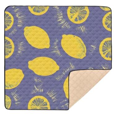 Imagem de Qilmy Tapete de brinquedo Lemon Baby 127 cm x 127 cm, macio à prova d'água, tapete para bebês e crianças, antiderrapante, lavável, cercadinho