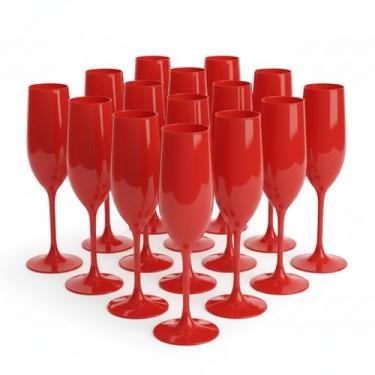 Imagem de Copo de champanhe de vinho de plástico reutilizável de 142 g com haste para copos de Natal, copo de festa, pacote com 12