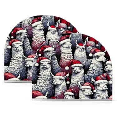 Imagem de Qilmy Porta-guardanapos de acrílico de Natal com padrão de Papai Noel, suporte de lenços de mesa independente transparente, dispensador de papel de coquetel para cozinha, jantar, restaurante, bar