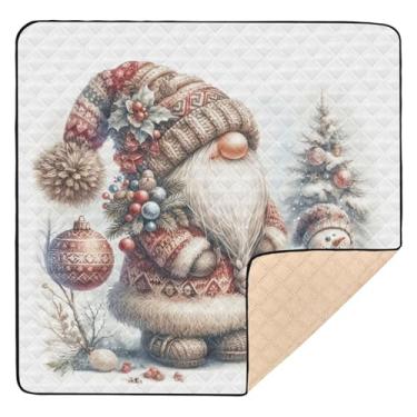 Imagem de Qilmy Tapete de Natal para bebês 127 x 127 cm, tapete macio à prova d'água para bebês e crianças, tapete antiderrapante lavável para cercadinho
