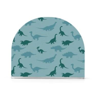 Imagem de JUZIHAI Porta-guardanapos azul dinossauro bebê para mesa dispensador de guardanapo em pé acrílico suporte de lenços de mesa independente para cozinha sala de jantar bar festa decoração de casa