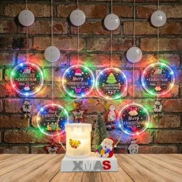 Imagem de Kit Luminária Projetor Natal com LEDs Coloridos + Iluminaria Natalina Musical com Iluminação Efeito Pisca Pisca para Portas, Janelas, Paredes (Sortido)
