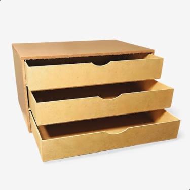 Imagem de Organizador Gaveteiro MDF A4 com Suporte de Monitor Mesa Escritório para Guardar documentos Envio Full