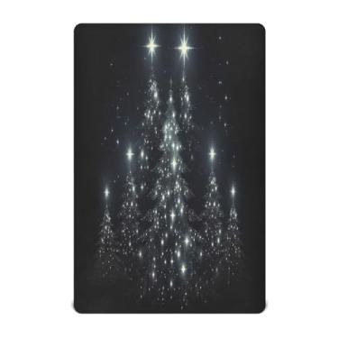 Imagem de Qilmy Lençóis de berço Starlit Christmas Trees de microfibra elástica macia e respirável para meninos e meninas, lençol de baixo com elástico para meninos e meninas, 132 x 71 cm, capa de colchão