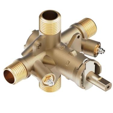 Imagem de RJDIBAN Válvula de chuveiro para válvula de chuveiro Moen 2510 Posi-Temp Rough-In 1 pacote, conexão de 4 portas 1/2 polegada com paradas de chave de fenda, equilíbrio de pressão mantém a temperatura