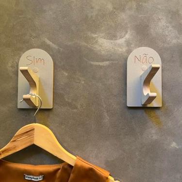 Imagem de 2 Ganchos Provador de loja Sim Não Capela Arco Cinza Premium Boho