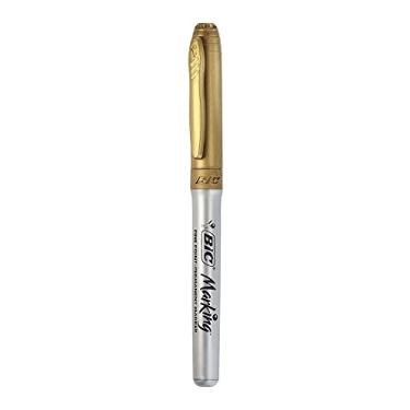 Imagem de Marcador permanente com tinta BIC com efeito metálico dourado