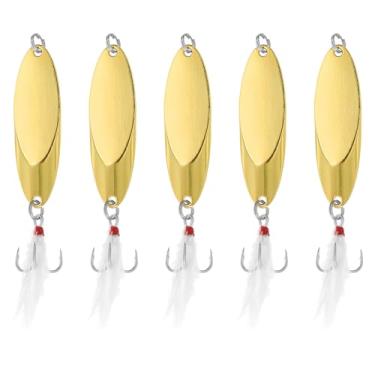 Imagem de PATIKIL Colheres de pesca 42 g, 5 peças, colher de fundição, anzóis de agudos, iscas giratórias de metal duro para água doce e salgada, robalo, dourado
