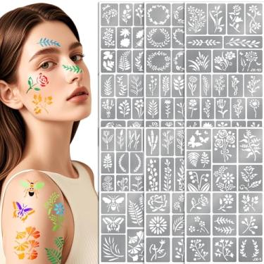 Imagem de 12 folhas de estênceis temporários de flores silvestres para crianças, adultos, flores, plantas, botânicos para desenho faça você mesmo, madeira, rocha, artesanato, pintura de porta de parede