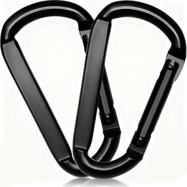 Imagem de 2 peças de mosquetão, caribenhos resistentes de ferro de 7,6 cm, ganchos de mola em forma de D, mosquetões pequenos, para redes, acessórios de acampamento, caminhadas, chaveiros, ao ar livre, academia