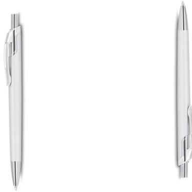 Imagem de Caneta Esferográfica Retrátil em Plástico, Escrita Azul, 0.5mm, Ambidestra, 1 Unidade design moderno para estudos (Kit 2 Prata,)