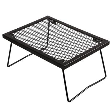Imagem de Lineslife Grelha dobrável de 43 cm sobre fogueira, grelha portátil de aço resistente, equipamento de cozinha para churrasco ao ar livre, preto
