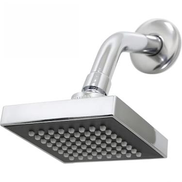 Imagem de Ducha Chuveiro Quadrado a Gás e Solar com Braço Articulável Cromado