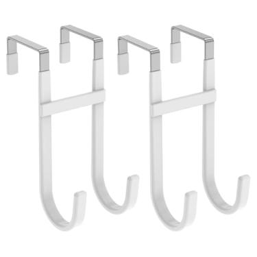Imagem de FAMIWIN Ganchos sobre a porta, pacote com 2 ganchos duplos de 12,7 cm de comprimento com revestimento de PVC antiderrapante para roupas, chapéus, toalhas, bolsas para banheiro, quarto, cozinha, serve