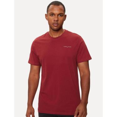Imagem de Camiseta Tommy Jeans Masculina Slim Linear Chest Vermelho Escuro-Masculino
