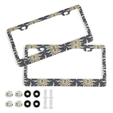 Imagem de SEHANY Molduras para placa de carro que tudo vêem, moldura de placa de carro de alumínio à prova de ferrugem com furos e parafusos elípticos serve para acessórios de carro de tamanho padrão de