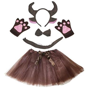 Imagem de Petitebella Combined Cute Animals Headband Bowtie Tail Tutu 5pc Girl Costume 1-10y (Buffalo, 1-5 Years)