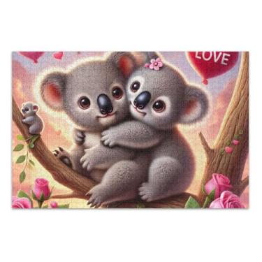 Imagem de Quebra-cabeça de 1000 peças para adultos, engraçado, divertido, duro, jogo de arte, doce coala, árvore, amor, 75 x 40 cm