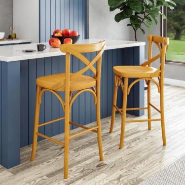 Imagem de Banqueta X Inglaterra em Madeira Maciça Mv Outlet, Mel